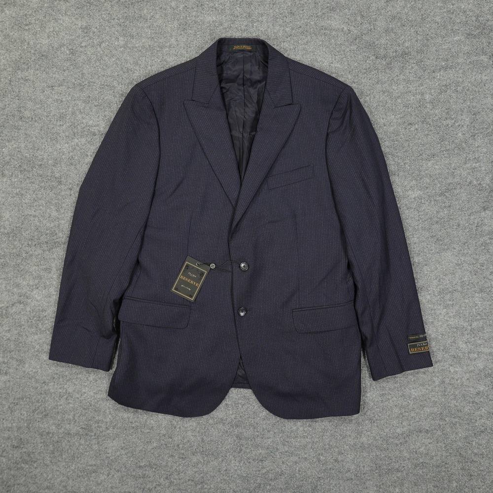 Jos A Bank Reserve Blazer Mens 43R Navy Pinstripe Drago Super 130s Wool Jacket